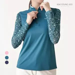 [김영주스포츠] 여성 메쉬소매스판티셔츠 봄 여름 가을 골프 등산 데일리 시스루 집업 KRWT8037