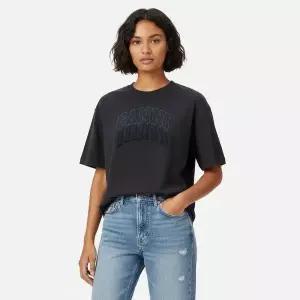 [가니] 드롭 숄더 프린지 블랙 반팔티셔츠 151508301