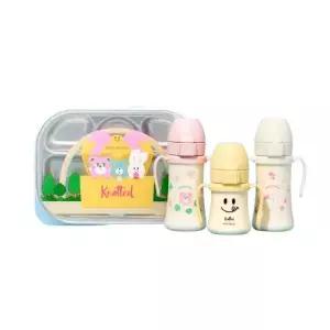 (정품) (세트) 그로미미 노티드 어린이집 자기주도 빨대컵 흡착식판 스마일 슈가베어 크림버니 도우퍼피