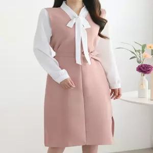 브이넥 민소매 레이어드 끈 원피스_M2602OP015A