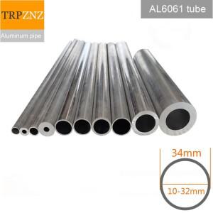 외경 34mm 6061 알루미늄 원형 튜브 내경 10mm  단단한 직선 파이프 얇은 두꺼운 벽