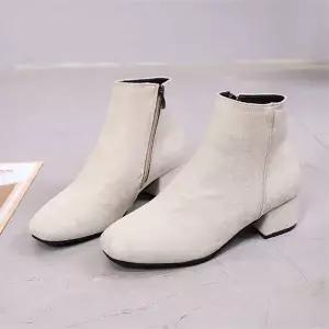 [굿쇼핑몰]3컬러 슬림핏 스웨이드 미들힐 앵글부츠 4cm