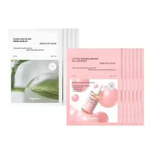 (정품) 비건이펙트 무화밤 핏 모공 마스크팩 7매 + 청보리 세럼 수분 5매 (마스크팩 2종 세트)