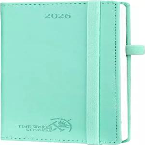 POPRUN 포켓 캘린더 2026(슬림 사이즈-3.5인치 x 6.5인치) 12개월(2026년 1월 - 12월) 펜 홀더 보관 비건