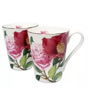 현이몰 까멜리아 장미 빅 머그잔 2개 레드 커피 물컵 찻잔 머그컵 커피잔 물잔 예쁜컵 카페 라떼잔