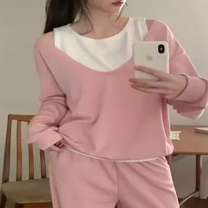 휘뚤마뚤 민소매 맨투맨&밴딩팬츠 3pcs 세트 86693 빅사이즈 여성의류