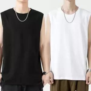 여름 남자 런닝티셔츠 무지 이너티 민소매 면티 20수 오버핏 나시티 흰색