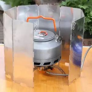 (색상 버너바람막이)10단 버너 바람막이 캠핑 접이식 차단 휴대용 가드 가스버너 스텐 백팩킹 미니멀 비박