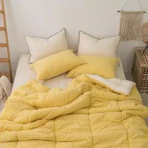 옐로우 Q 어반체크 선염 이불패드세트 순면 (브로이패드/베이지) 침구 워싱 차렵 잠트