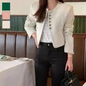 여성 크롭 트위드 LDN-20250040 미니멀 오피스 자켓