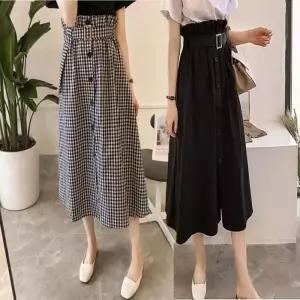 투피스 하이웨이스트 스커트 레이어드 롱 반팔 셋업