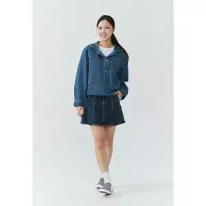 잠뱅이 여) 미디엄 인디고 밴드 나비 체인자수 여성 플리츠 데님 치마바지 DK-MB AQ1DDK170