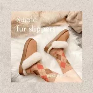 여성 층간소음방지 슬리퍼 스웨이드털 양털슬리퍼 실내화 사무용 털슬리퍼 겨울 슬리