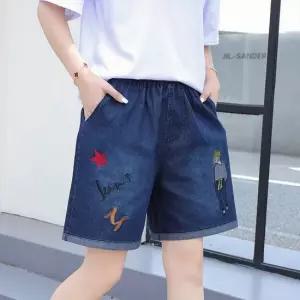 TBZ 밴딩 자수 5부 청바지 여자 반바지 데님 팬츠 여자여름청바지 여자청바지 아이스청바지