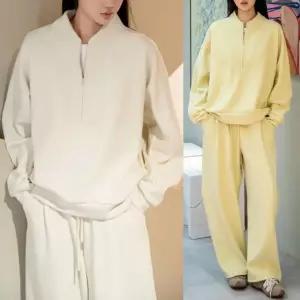 미쎄 오버핏 지퍼 V넥 트레이닝 셋업 여성 상하세트 H라인 팬츠 세트 30대 40대 커리어 캐주얼