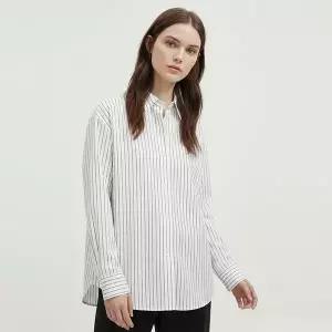 [NS홈쇼핑][샵앤] 여성 카라넥 스트라이프 루즈핏 블라우스 셔츠 NARU-WBL-21085-아이보리..