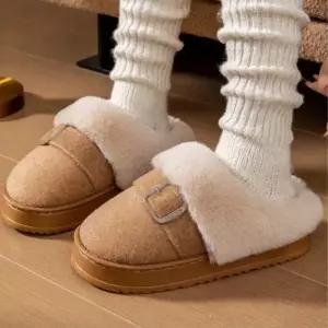 여성 겨울 벨트 사무실 털슬리퍼 1P 실내화 야외 보온