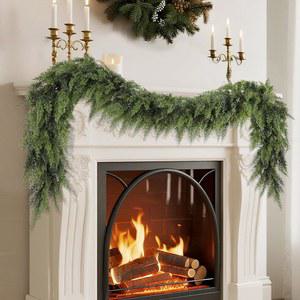 요핏 6피트 갈랜드 크리스마스 장식 - 벽난로 맨틀, 테이블, 문틀, 계단용 인조 시더 파인 실내/외 홀리데이