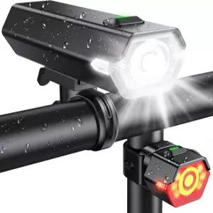 Cuvccn 1000 루멘 초밝은 자전거 조명 4+6 모드 충전식 사이드 라이트 포함 앞뒤 주간/야간 라이딩 안전을