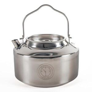 끓는 물을 위한 캠핑 주전자 1.2리터 스테인리스 스틸 파이어 커피 티 포트 5컵 물 야외 요리 및 배낭 여행용