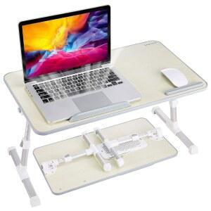 8AMTECH 노트북용 랩 데스크, 조절 가능한 노트북 테이블, 쿨링 팬 포함, 노트북, 작업, 독서, 쓰기, 그림 그리기 및 식사, 침대 소파 바닥 소파용 사무실 책상