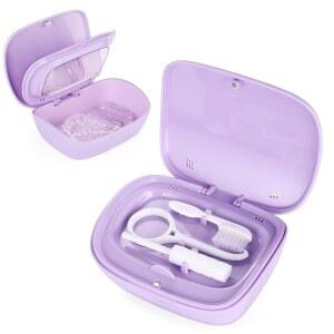 LONGMON 거울이 있는 이중 레이어 리테이너 케이스, 리무버 도구가 홀더 및 통풍구가 클리닝 브러시, 얼라이너 케이스와 호환 가능