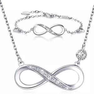 빌리 비쥬 925 스털링 실버 목걸이 팔찌 주얼리 세트 인피니티 러브 화이트 골드 도금 여성 선물