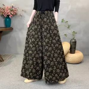 바지 여친 가을 슬림핏 프린트 배기핏 빅사이즈 와이드 청바지 스트링 원픽3