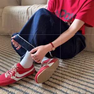 여자 바지 가을 청바지 배기핏 와이드 날염 밴딩 스트링 활성 원픽3