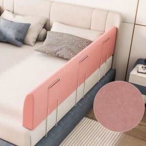 침대안전가드 낙상방지 보호대 사이드 핑크 칸막이 길이100CM높이25CM 사이드레일 난간 지지대 안전바 플란넬 낙상 스탠드2개