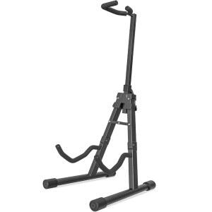 GLEAM 조절 가능한 접이식 기타 스탠드, 넥 홀더가 있는 A자형, 완전 조립 - 학교 음악 프로그램, 콘서트 및 여러 사용자, 블랙, 베이스 우쿨렐레 밴조에 적합