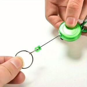 텔레스코픽 스틸 와이어 로프 키 체인 스프링 버클 아웃도어 링 리바운드 ID 카드 홀더 스포츠 다기능