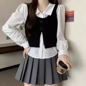 뷔스티에 세트 셔츠 NM-0112 니트베스트 투피스