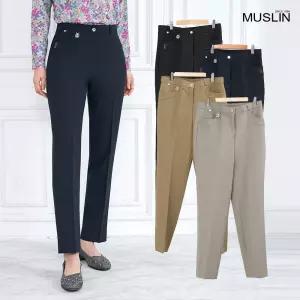 [모슬린]엄마옷 큐빅 스틱 일자 정장팬츠 613FGH512 마담중년여성빅사이즈50대60대