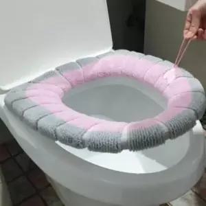 핑크 극세사 포근한 겨울 변기커버 엉따 쿠션 패드 보온 양말 변기카바 화장실