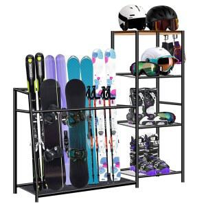 차고용 오로라 턴 프리스탠딩 스키 랙 - 4켤레 보관, 부츠 홀더, 스키, 부츠, 폴, 고글, 헬멧 및 기어 정리, 이상형, 창고, 지하실