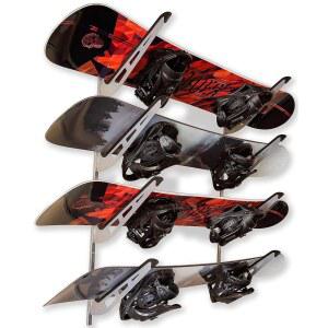 SteelChimp 스노우보드 보관 랙 | 4단 수평 스노우 보드 벽 흔들림 방지 특허 출원 중인 암 마운트 디자인 미국