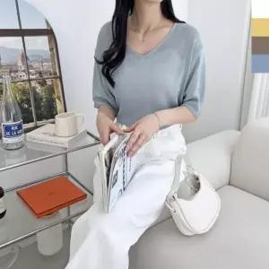 여자 루즈핏반팔티 반팔니트 루즈핏 2L 1026 브이넥 여름니트 브이넥니트 PPT 루즈핏