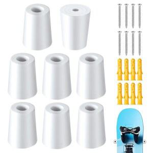 lasuroa 8피스 수직 스키 행거, 벽 마운트 홀더, 중력 그래버 랙, 나사 확장 앵커 포함, 스노우보드 보관 액세서리, 및 전시용(화이트)