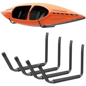 TORACK 카약 보관 랙, 차고용 벽 마운트, 실내 /실외 경량 홀더, 서핑 보드, 스키, 스노우보드, 패들 보드용(4팩)