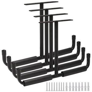 LEICHTEN 업그레이드된 오버헤드 차고 보관 랙 4개, 내구성 있는 천장 랙, 목재 사다리, 스키 도구, 자전거, 타이어, 원예 도구용 걸이