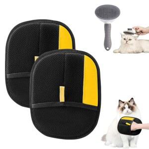 고양이와 강아지를 위한 CLPCP 반려동물 털 제거 장갑, 새롭게 업그레이드된 정전기 장갑 2개, 재사용 가능한 매직 브러시 세탁용 제거제, 소파 카펫 의류