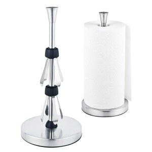 스테인리스 스틸 종이 타월 홀더 u2013 튼튼한 베이스 & 흡입 컵, 조리대용 미끄럼 방지, 한 손 찢김 디자인, 모든 롤 사이즈에 적합