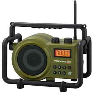 [미국배송] 배터리 충전기가 내장된 SANGEAN TB-100 TUFFBOX FM/AM AUX 울트라 러그 디지털 라디오 그린