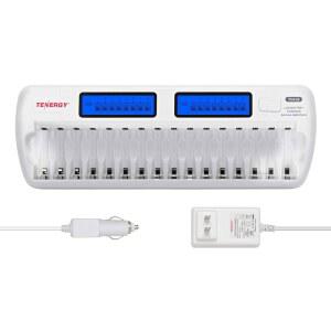 [미국배송] AAA 및 AA 충전식 배터리용 테너지 TN438 16 베이 배터리 충전기 /AAA NIMH / NICD 충전기(AC 월 어댑터 자동차 포함)