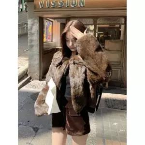 하젤 허그 밍크 카라 퍼자켓_W4351