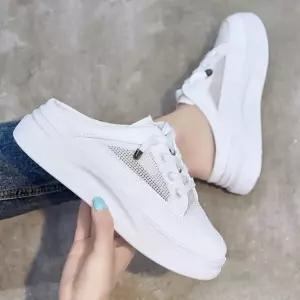 여성 여름 메쉬 운동화 뮬 블로퍼 3cm굽 키높이 쿠션 여성스니커즈 캐주얼운동화 끈운동화