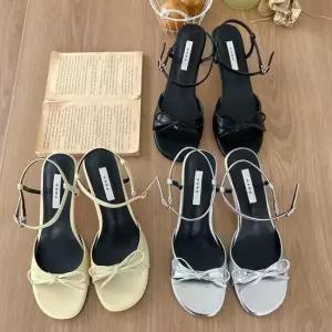 심플 데일리 컬러 리본 장식 발목 스트랩 토오픈힐 오픈토슈즈 토오픈슈즈 토오픈구두