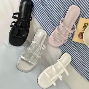 트리플 스트랩 리본 장식 여성 여름 데일리 슬리퍼 여성슬리퍼 여름슬리퍼 발편한슬리퍼