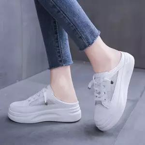 키높이 메쉬 여름 뮬 스니커즈 캐주얼 여자 운동화 어글리슈즈 여성스니커즈 슬립온